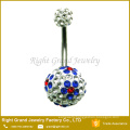 Shamballa Ball 316L Surgical Steel Belly Rings Navel Bar Body Jewellery